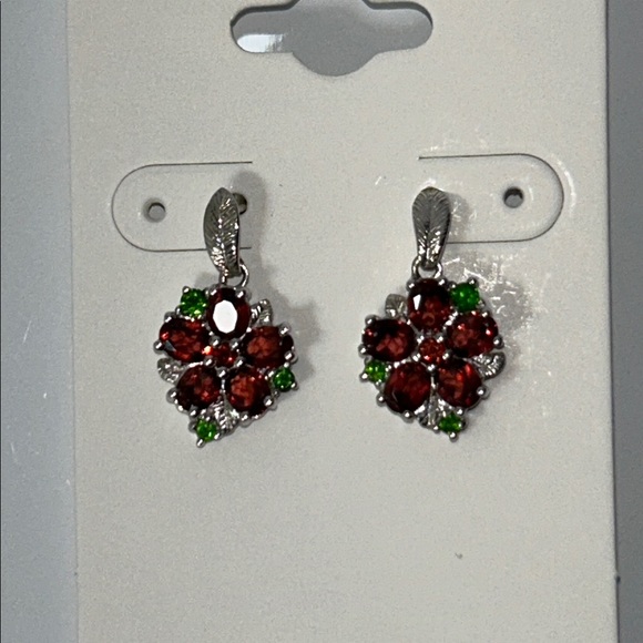 NYC 11 Jewelry - NWOT Chuck Clemency Sterling Silver Genuine Gemstone Floral Earrings
